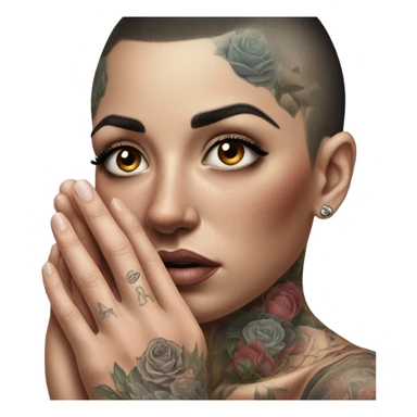 Hyper Realistic Beautiful tattooed woman crying pulling her boyfriends hand  sticker