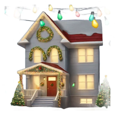 house decorated with fancy Christmas lights and lots of Fancy decorations sticker