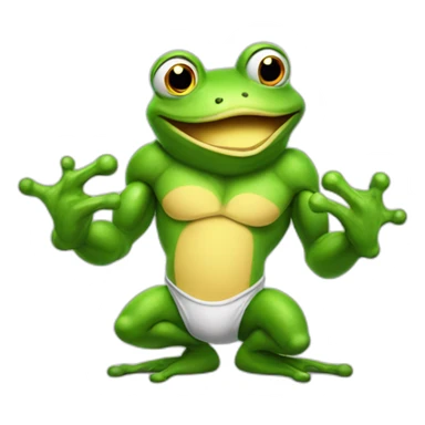 Very Muscular fitness frog doing chemistry sticker