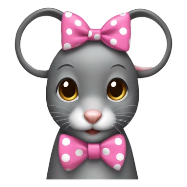 Girl mouse animal with pink polka dot bow on head sticker