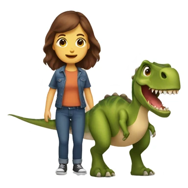Brown haired person with pet dinosaur sticker