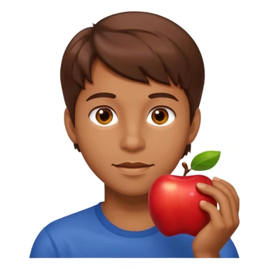 I want you to create an emoji of a SPANISH SERGEANT ,  He should be a young guy with brown hair, brown eyes, his skin color like he’s tan and he’s eating an apple  sticker