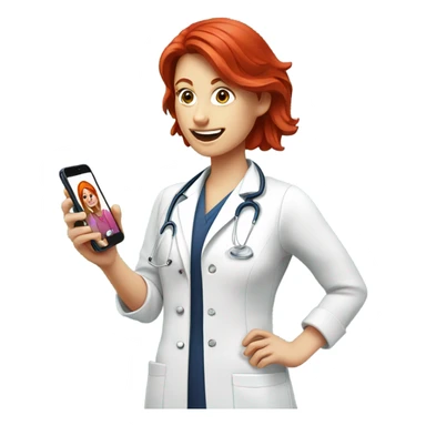 red hair nutritionist and patient messaging smatphone sticker
