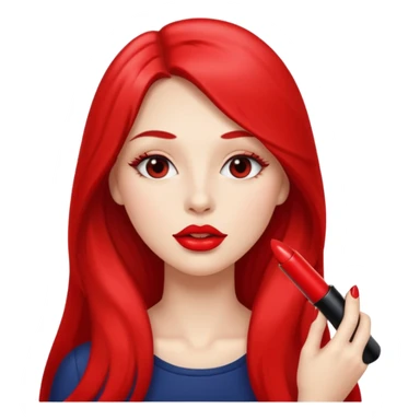 long haired woman putting liptstick sticker