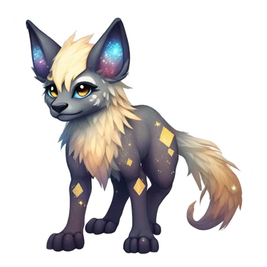 Cool cute Kawaii edgy ethereal futuristic modern epic fantasy animal sparkle fursona Fionbri creature by griffsnuff & LiLaiRa & Falvie full body sticker