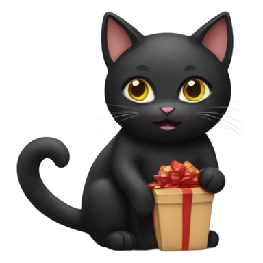 Black Cat with chocolate in paws sticker