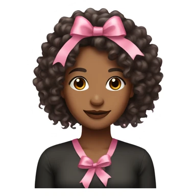 pretty brown woman with long black curly hair with pink ribbon  sticker