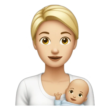 A white woman with an infant sticker