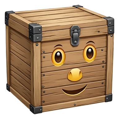 Draw a box made of three non-fruit wooden boards with a front view
 sticker