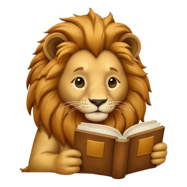 lion reading a book sticker