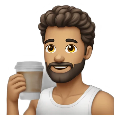 homem careca com barba com um copo café sticker