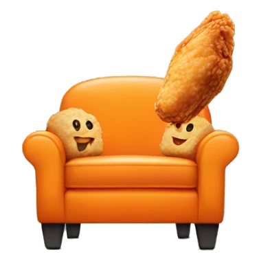 Smiling orange chair eating fried chicken sticker