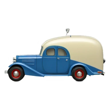 hot rod caravan,1935 with trailer, blue  sticker