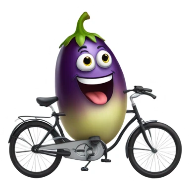 eggplant riding bike  sticker