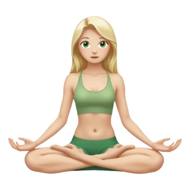 Naked woman tits out long blonde hair green eyes full body skinny legs no clothing sitting nude in yoga posture sticker