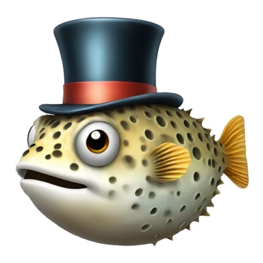 pufferfish with top hat sticker
