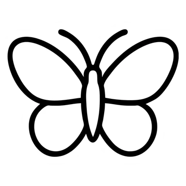 butterfly, outlined icon style, thin black lines, no fill, minimalist sticker