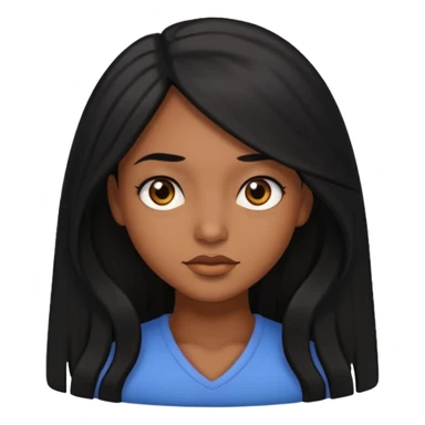 pretty brown skin woman with long black hair and brown eyes with the side eye expression  sticker