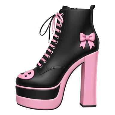 BLACKPINK-inspired gothic shoes, no hearts, black and pink, cute  sticker