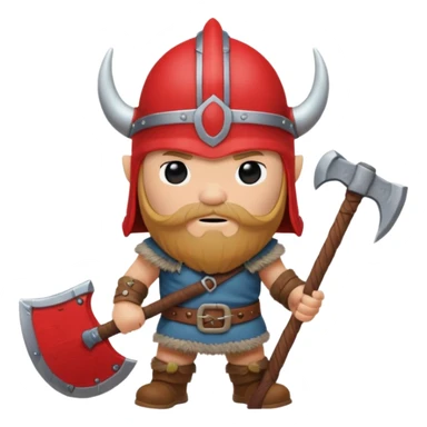 Viking avec une hache et un casque rouge et où on voit pas ses yeux peluche  sticker