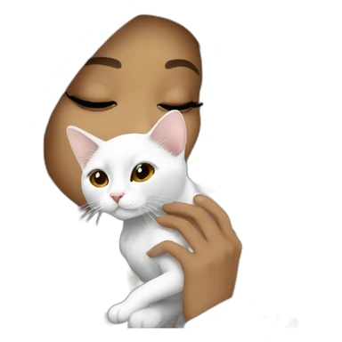 Hijab women kissing white cat sticker