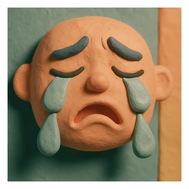 Tears in claymation style, matte texture with soft pastel colors. sticker