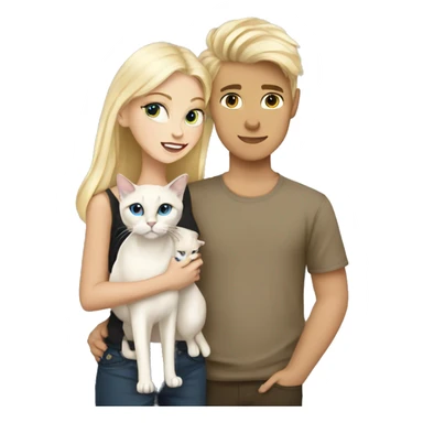 Blondie girl with a Blondie boy holding that Siamese cat sticker