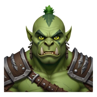 Cinematic Realistic WoW Orc Warrior Portrait, head tilted epicly and inquisitively, showcasing a commanding presence and raw, unyielding power. His battle-hardened green skin and muscular form, accented by meticulously crafted tribal armor in deep earthy hues, are rendered with lifelike clarity and dynamic lighting, high shine, epic and awe-inspiring, embodying the relentless spirit of an orc warrior ready for battle. sticker