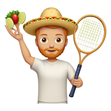 A ginger with a taco shape head. With a tennis rackets  sticker