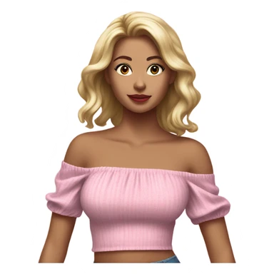 Realistic pink off shoulder top, isolated sticker