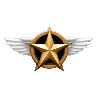 Bronze military badge with 3 stars in the center and 4 wings behind sticker