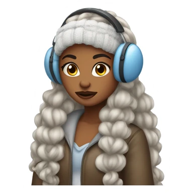 beautiful girl with long flowy hair and pouty lips wearing winter ear muffs sticker