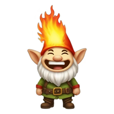 Gnome laughing while head is on fire cute sticker