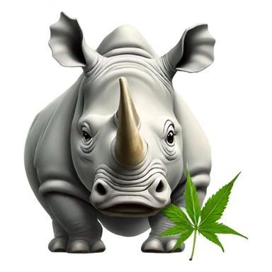 Happy White rhino smoking hemp sticker