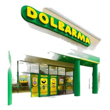 “Exterior of a Dollarama store with the bright green facade, bold yellow Dollarama sign, large front windows, and entrance doors, capturing the look of a budget-friendly retail store.” sticker