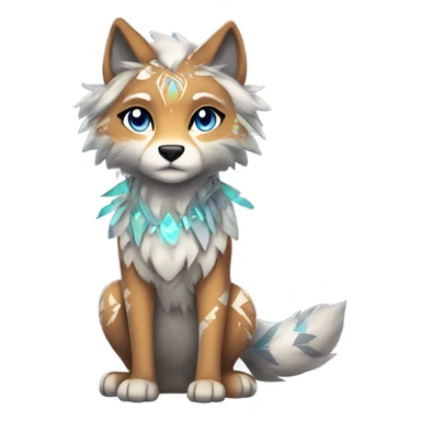 Fionbri-Falvie-sparkle-greywolf-sona with shiny colorful tribal markings full body sticker