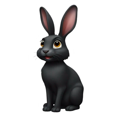 Black rabbit short ears  sticker