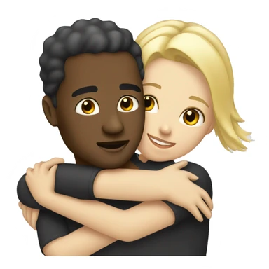 Black man hugging a white blond women sticker