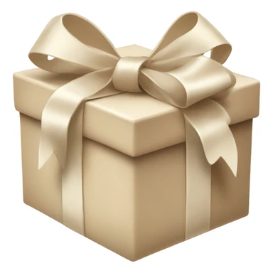 beige gift box white bow ribbon sticker