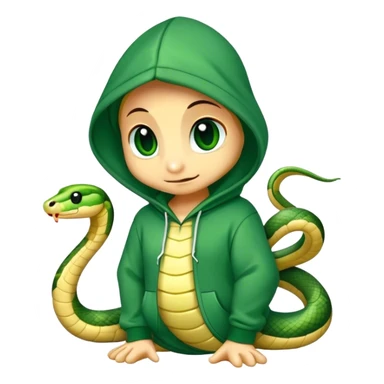 cute snake wearing a green hoodie sticker