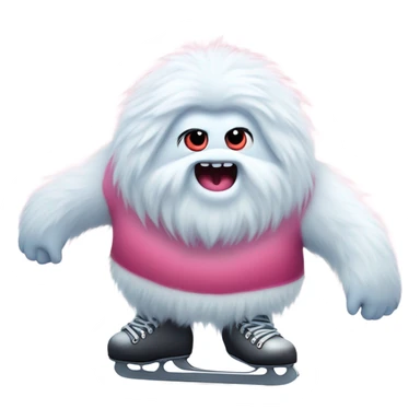 fat rainbow pink red yeti ice skating  sticker