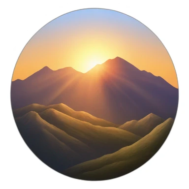 sun rising over single mountain centered sticker