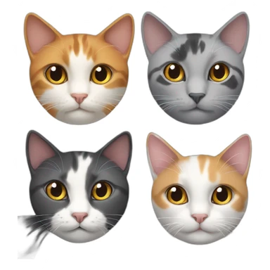Two calico cat and two grey cat sticker