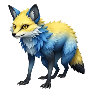  Cool Edgy blue-yellow-black-gradient ethereal badass Fionbri-Vernid-Trico-animal-creature full body  sticker