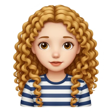 stripped shirt wearing Cute girl long curly hair style. sticker