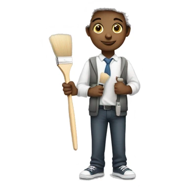 one white schoolboy holds little brush and palette sticker