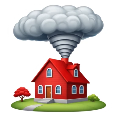 Tornado in storm with red home sticker