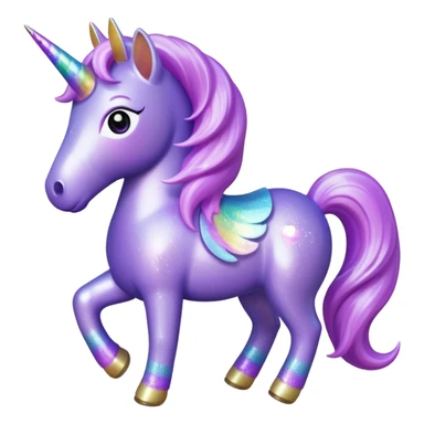 purple gliter  unicorn toy facing camera sticker