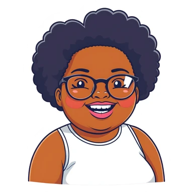 Fat black girl with gap tooth and glasses photographer natural hair sticker