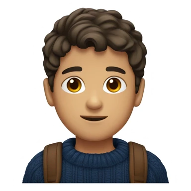 young boy, hispanic, brown hair, short hair, brown eyes, dark blue winter sweater sticker